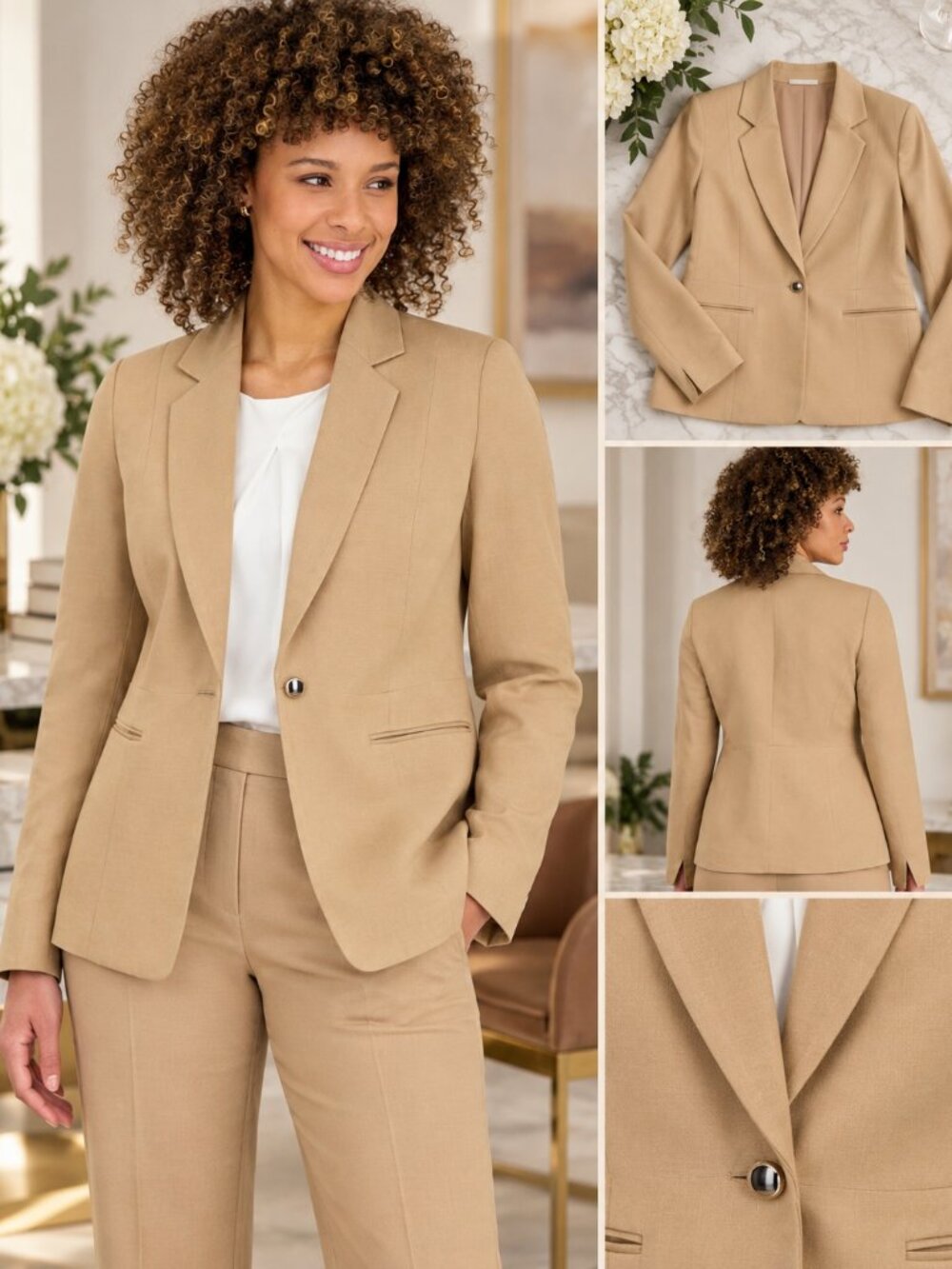 Kasper Toasted Wheat One Button Career Blazer Size 16 NWT